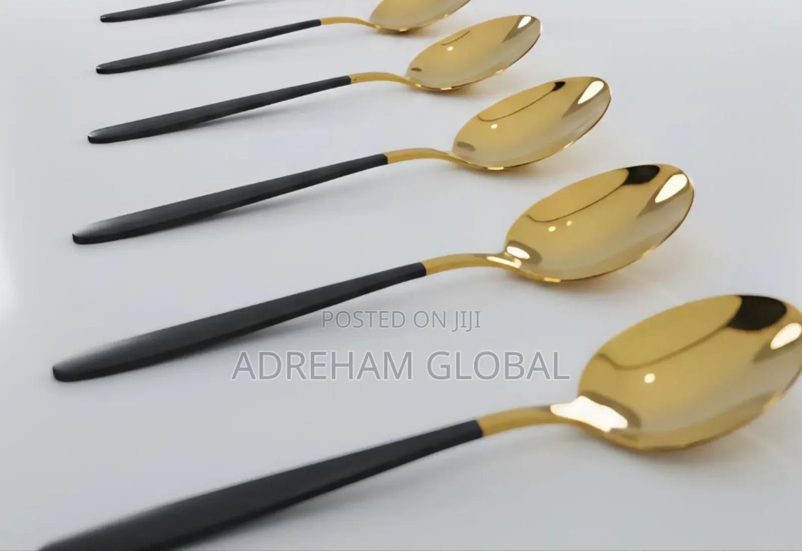 6 Piece Golden Stainless Steel Table Spoon Set