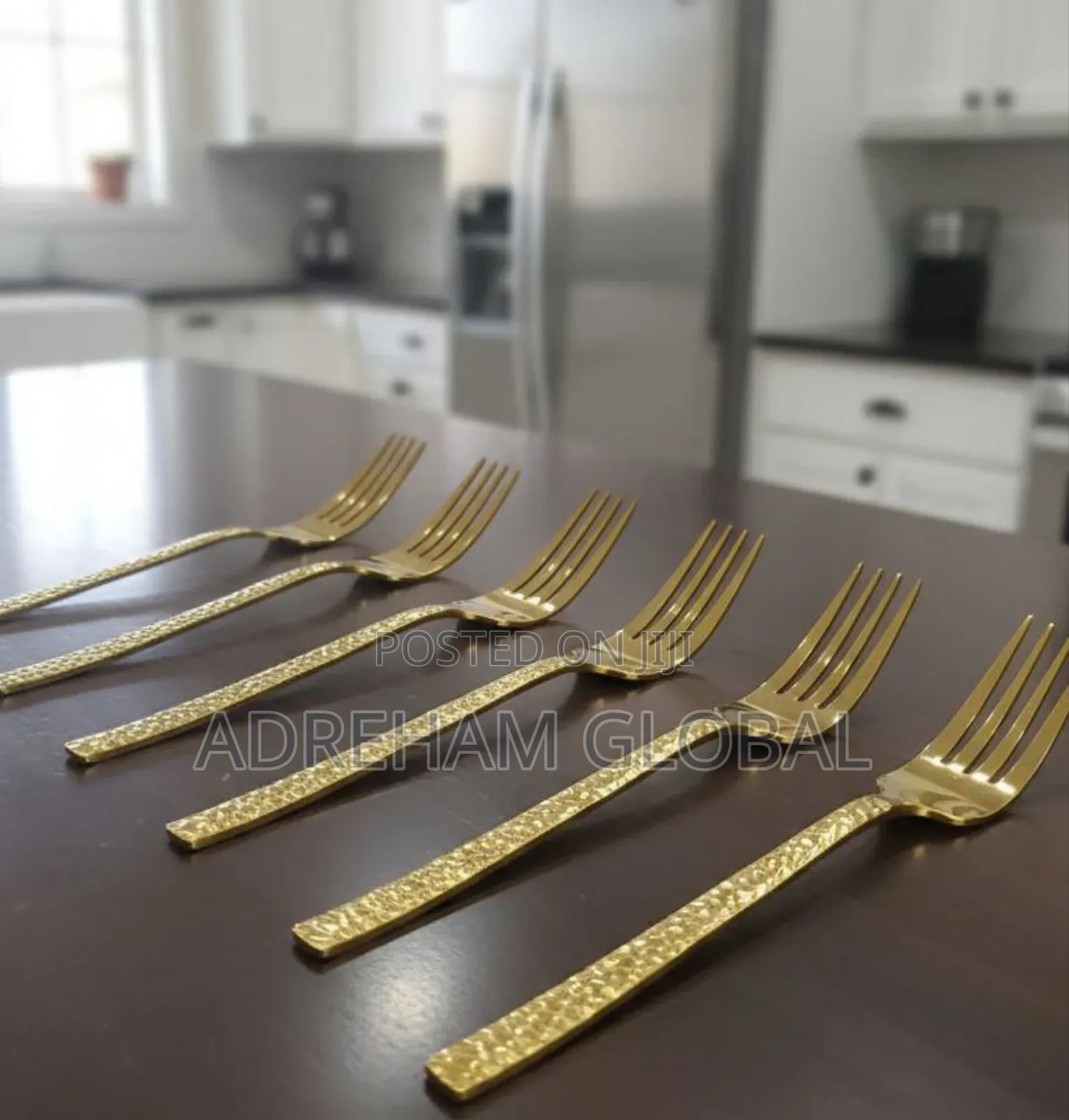 6 Piece Golden Stainless Steel Table Fork Set