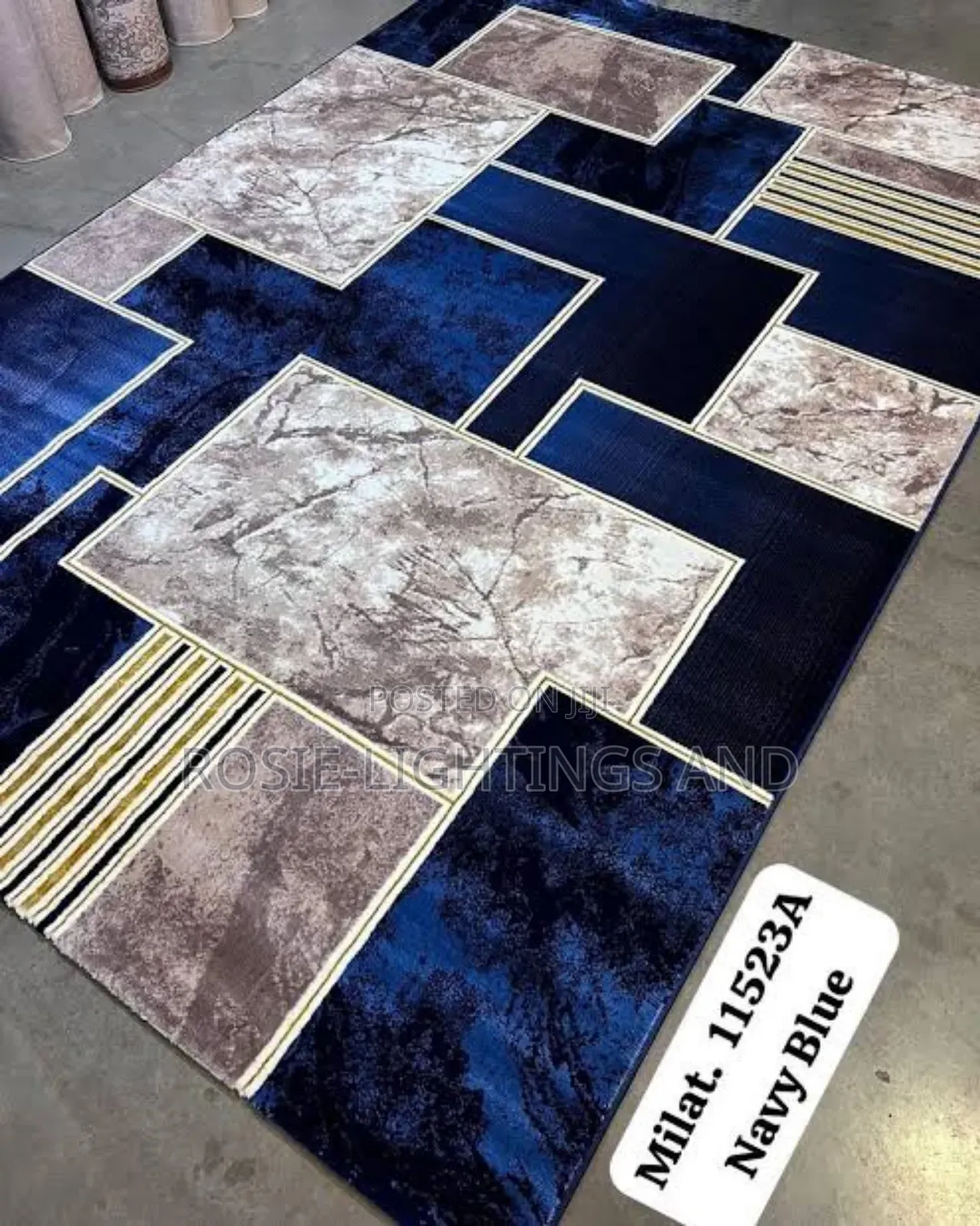 Dexim Royal Modern Blue Turkish Oriental Center Rug( 5 by 7)