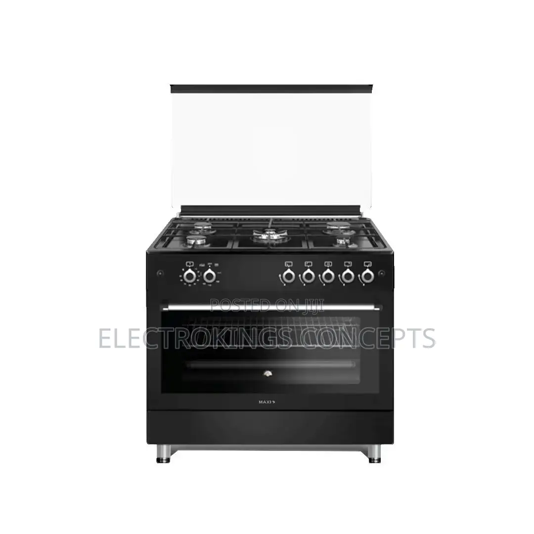 Maxi Gas Cooker 60x90cm 5 Burners Shine Line Black Matte Ovenwithgrill