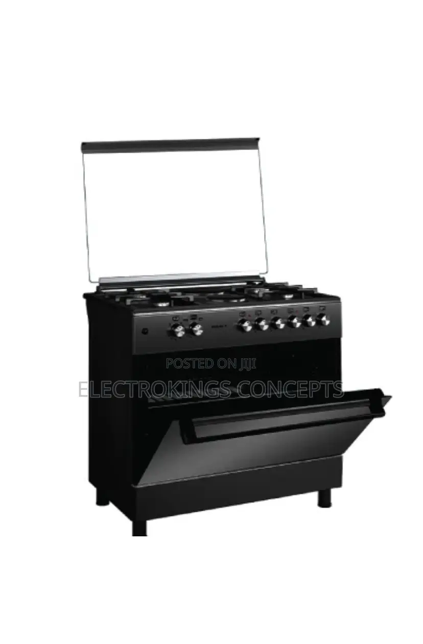 Maxi Gas Cooker 60x90cm 5 Burners Shine Line Black Matte Ovenwithgrill