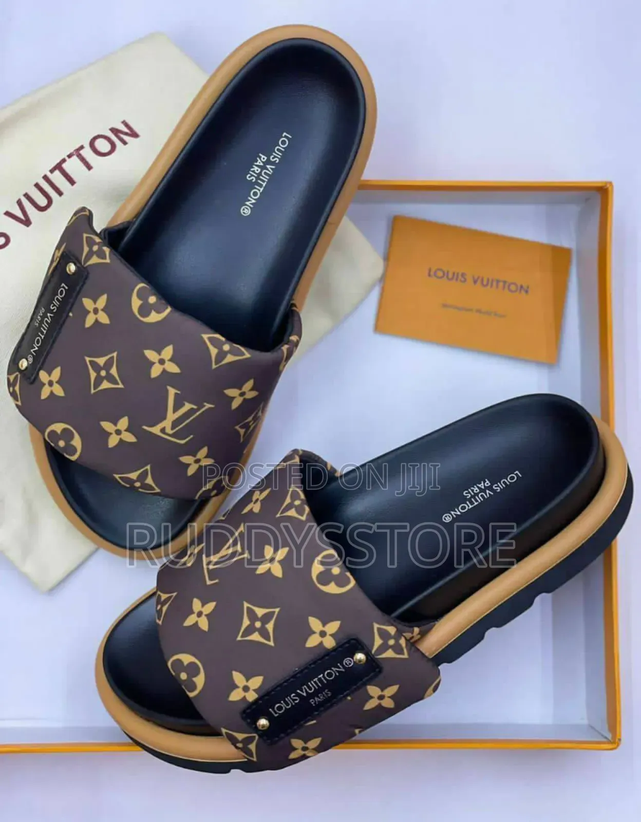 Louis Vuitton Signature Comfort Slides — Luxe Monogram in Blue Brown