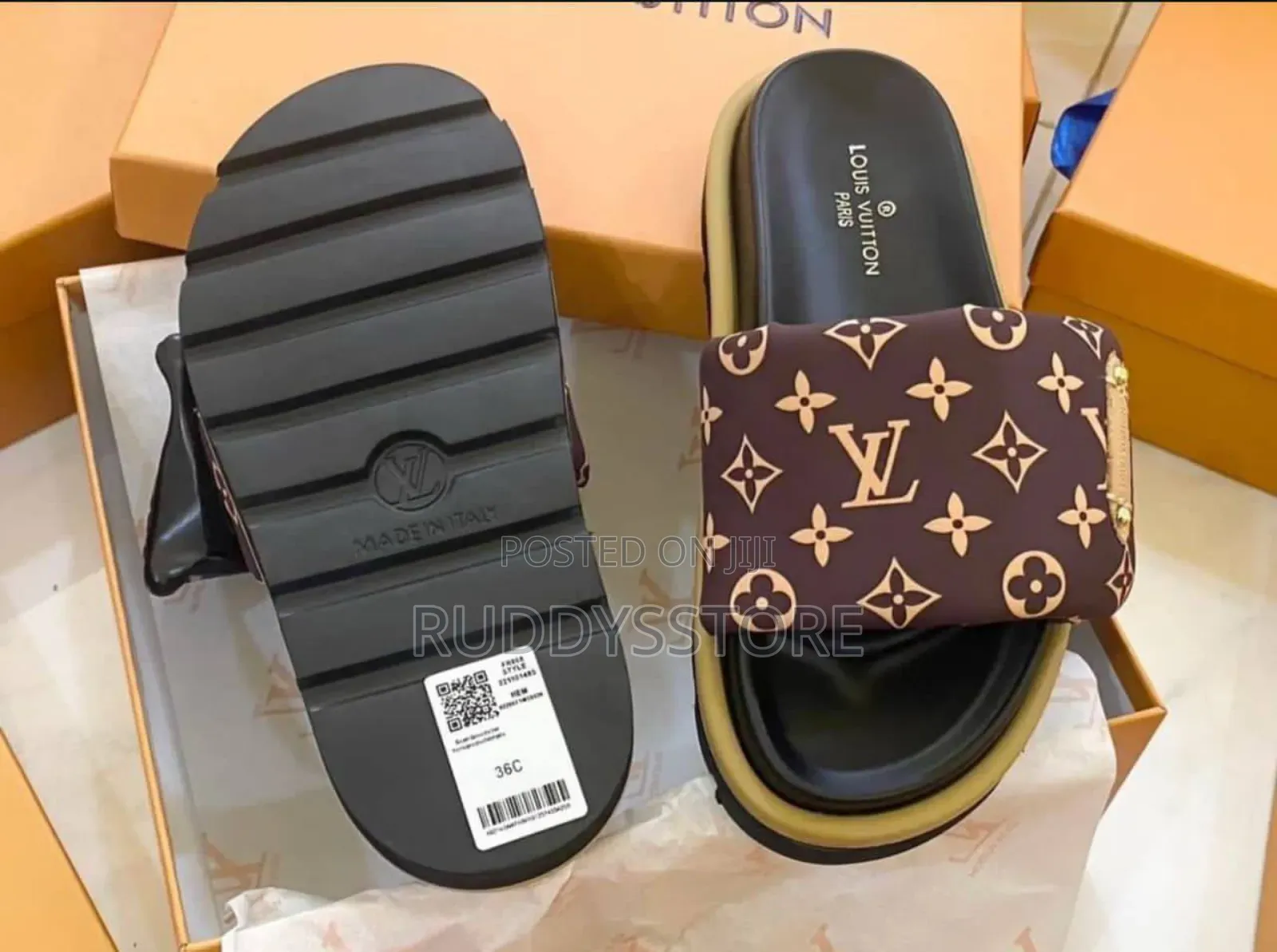 Louis Vuitton Signature Comfort Slides — Luxe Monogram in Blue Brown