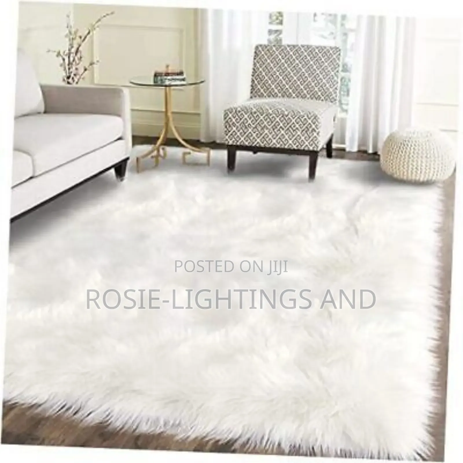Soft Fluffy Rugs Faux Sheepskin Area Rug(White) 5 by 7