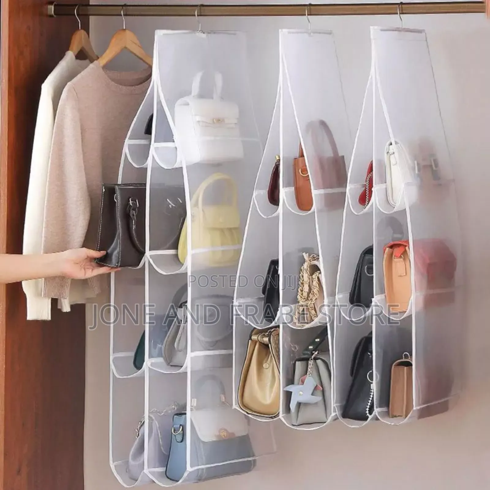 Double-Sided 8 Slots Transparent Handbag Organizer/Hanger