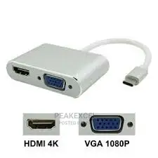 2 in 1 Type-C to HDMI VGA Converter Supports 4K