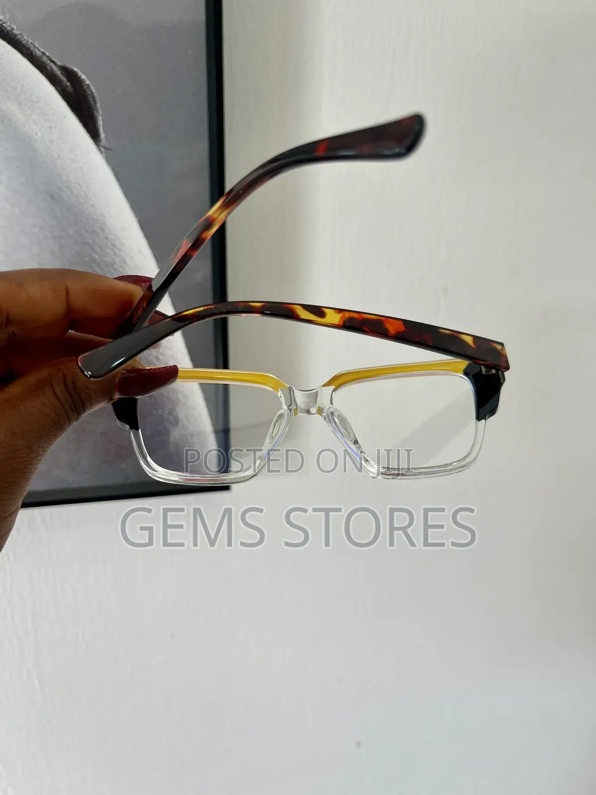 Statement Color-Block Fashion Frames - Clear/Yellow/Tortoise Shell