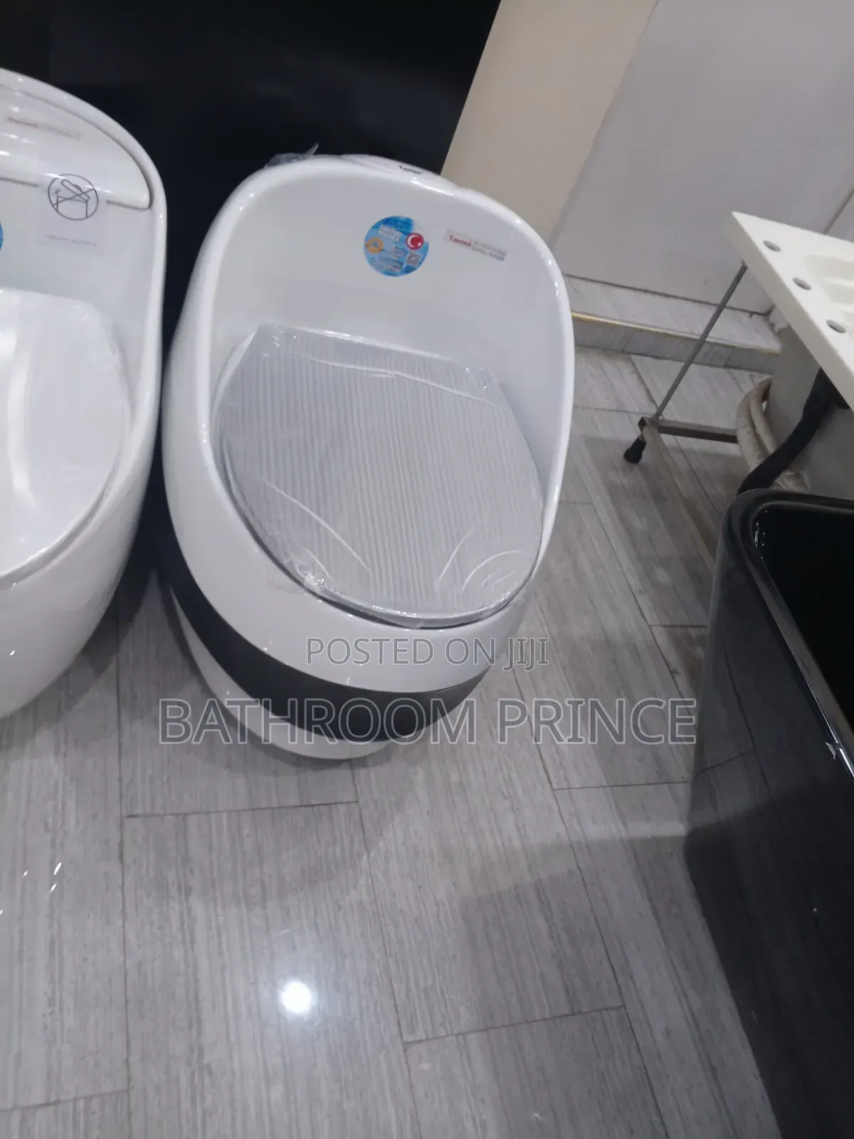 Unique Luxury White and Black Water Closet