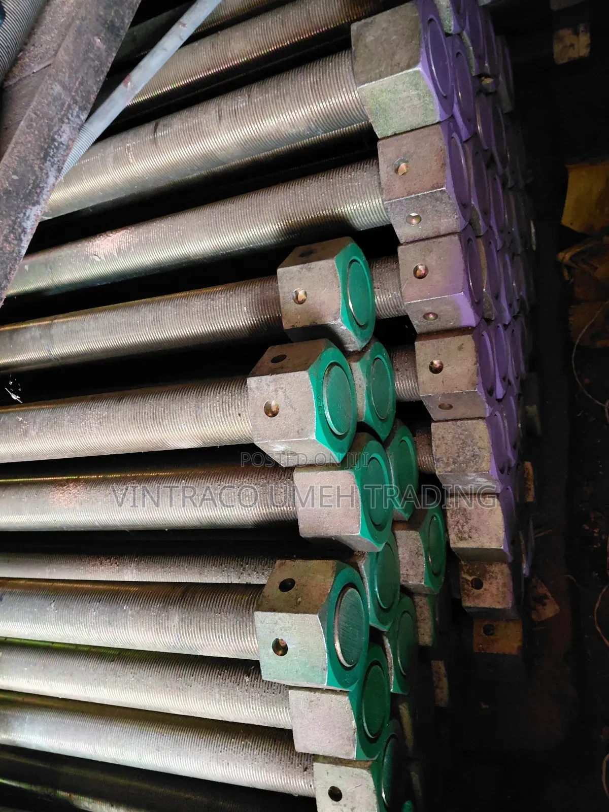 2 1/2 X 32"Long Stud Bolt and Nuts, Zinc Plated/Bi Chromate Treated