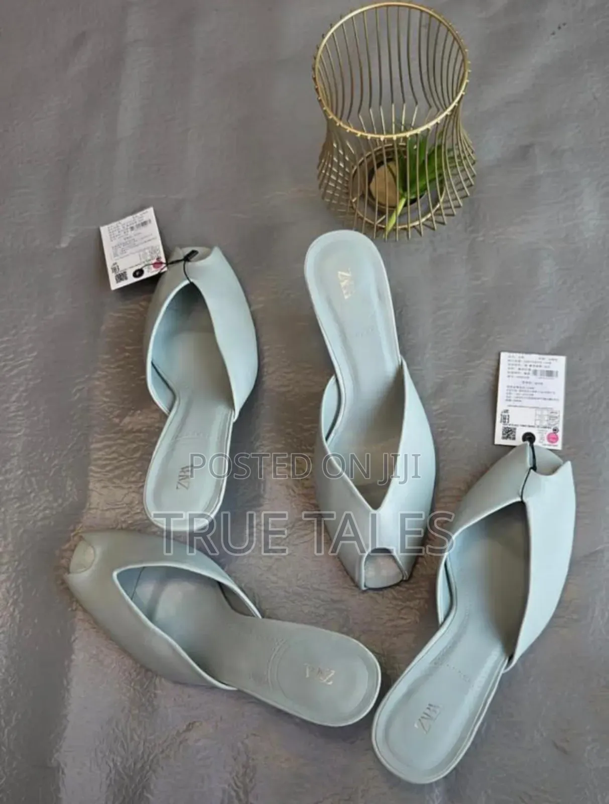 Original Zara Open Toe Low Pencil Heels Chic Slippers Sizes 37 To 42