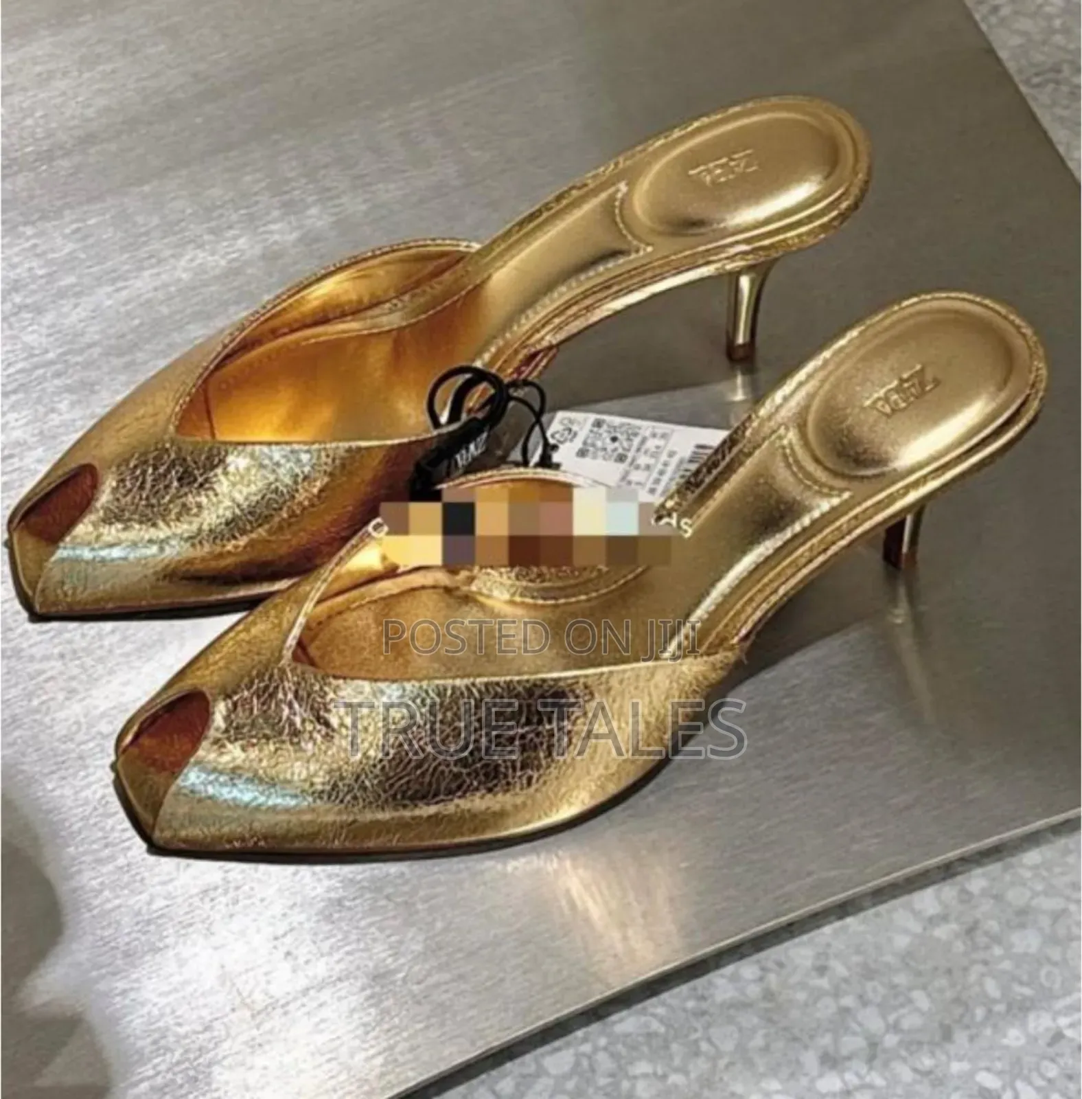 Original Zara Open Toe Low Pencil Heels Chic Slippers Sizes 37 To 42