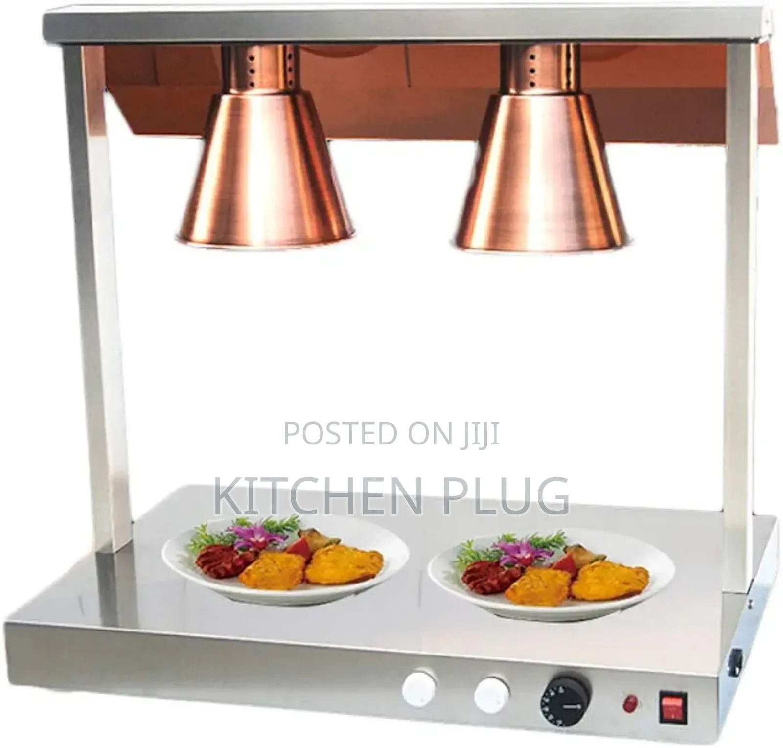 Commercial Food Warmer With Double Heat Lamps.