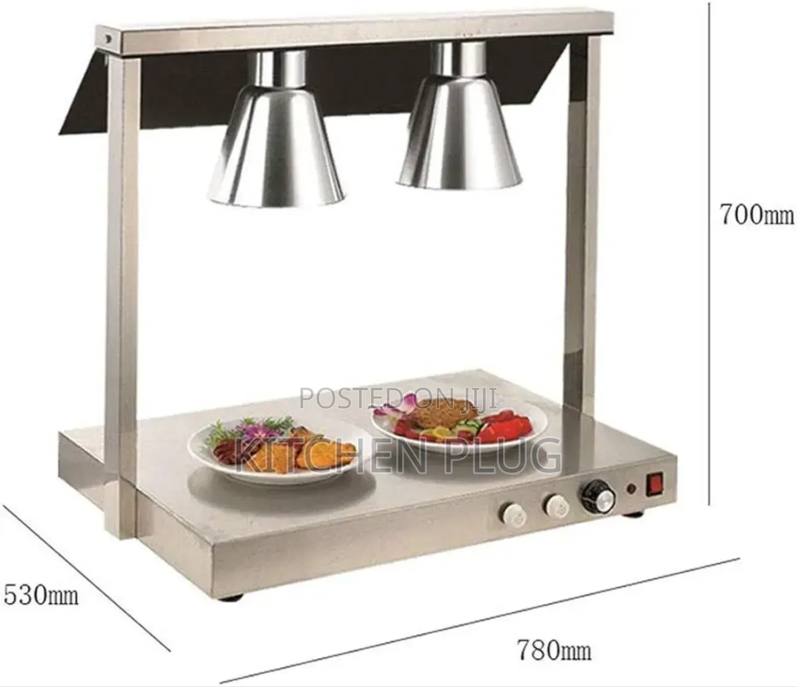 Commercial Food Warmer With Double Heat Lamps.