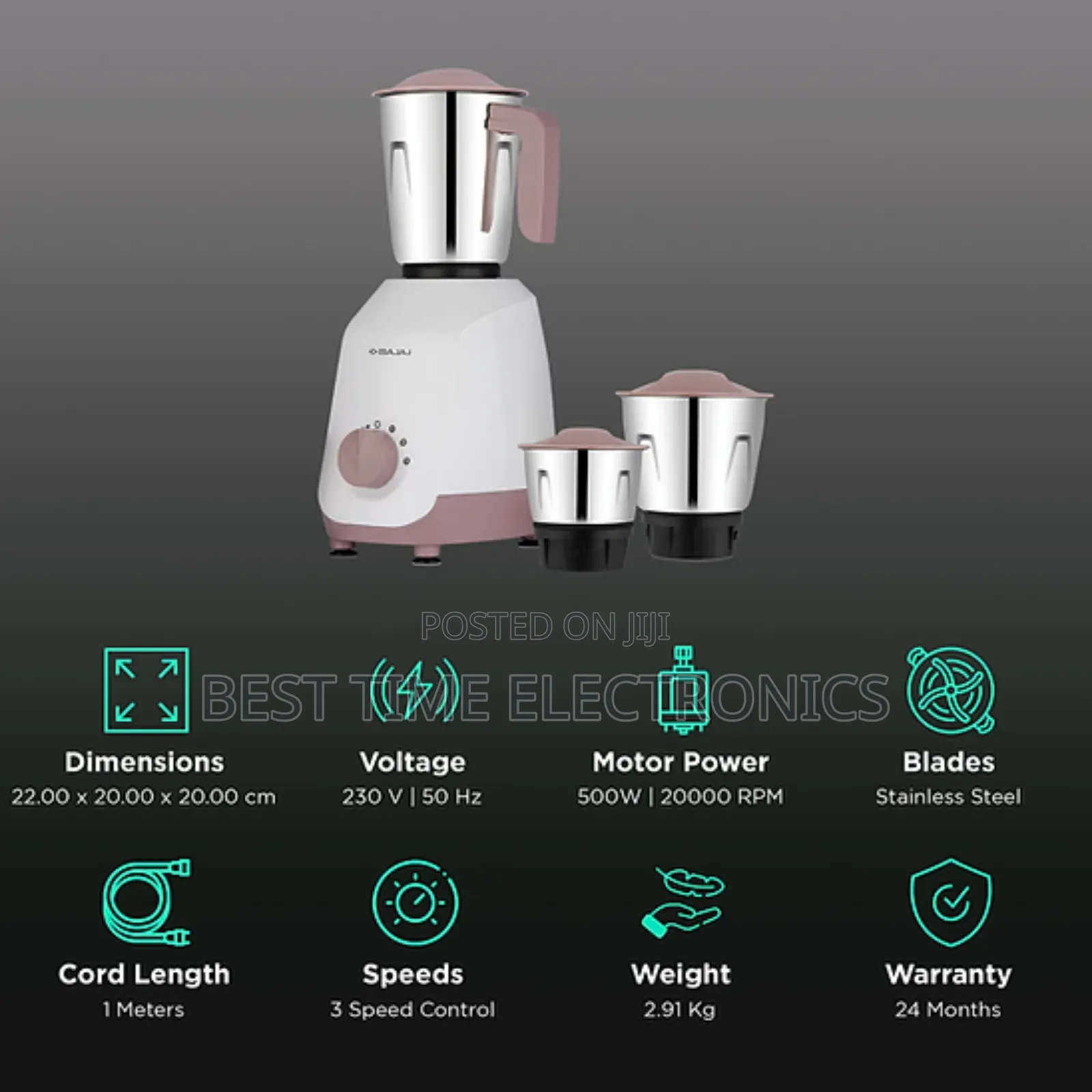 Bajaj Duetto 500w Mixer Grinder (Military Series)
