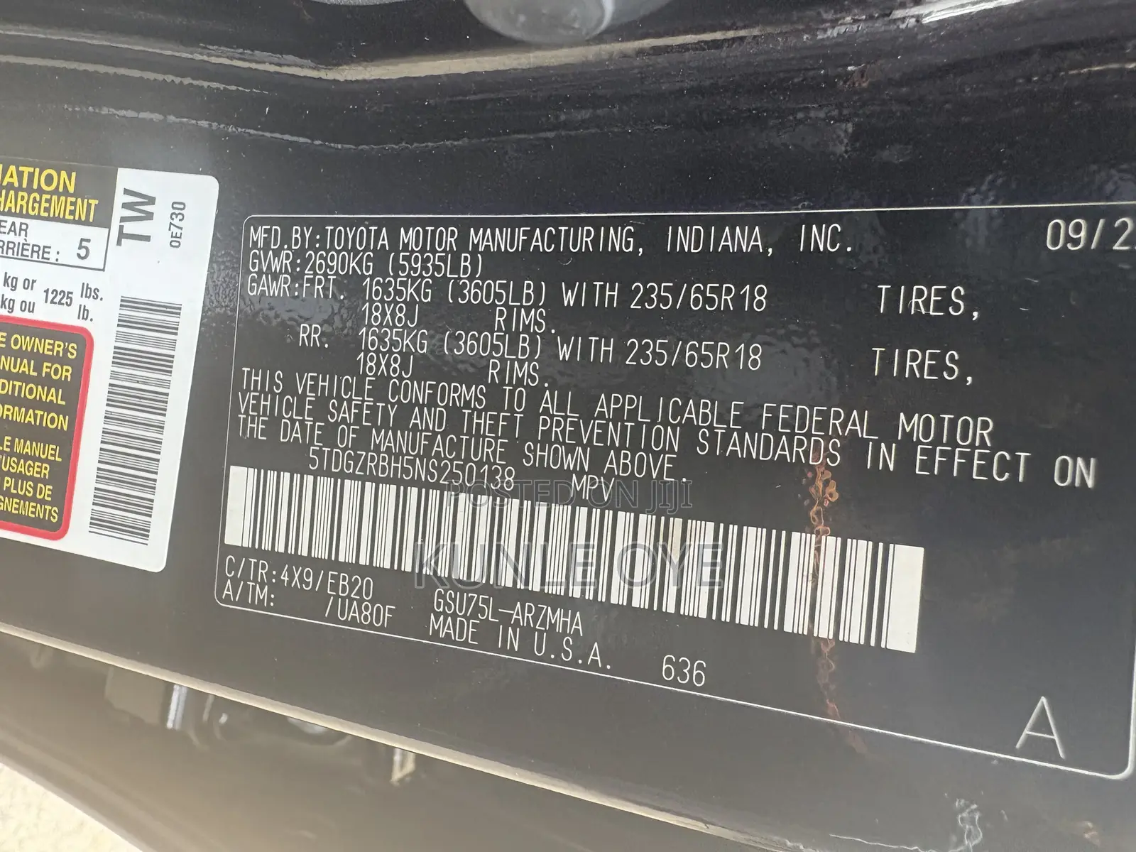 Toyota Highlander XLE AWD 2023 Black