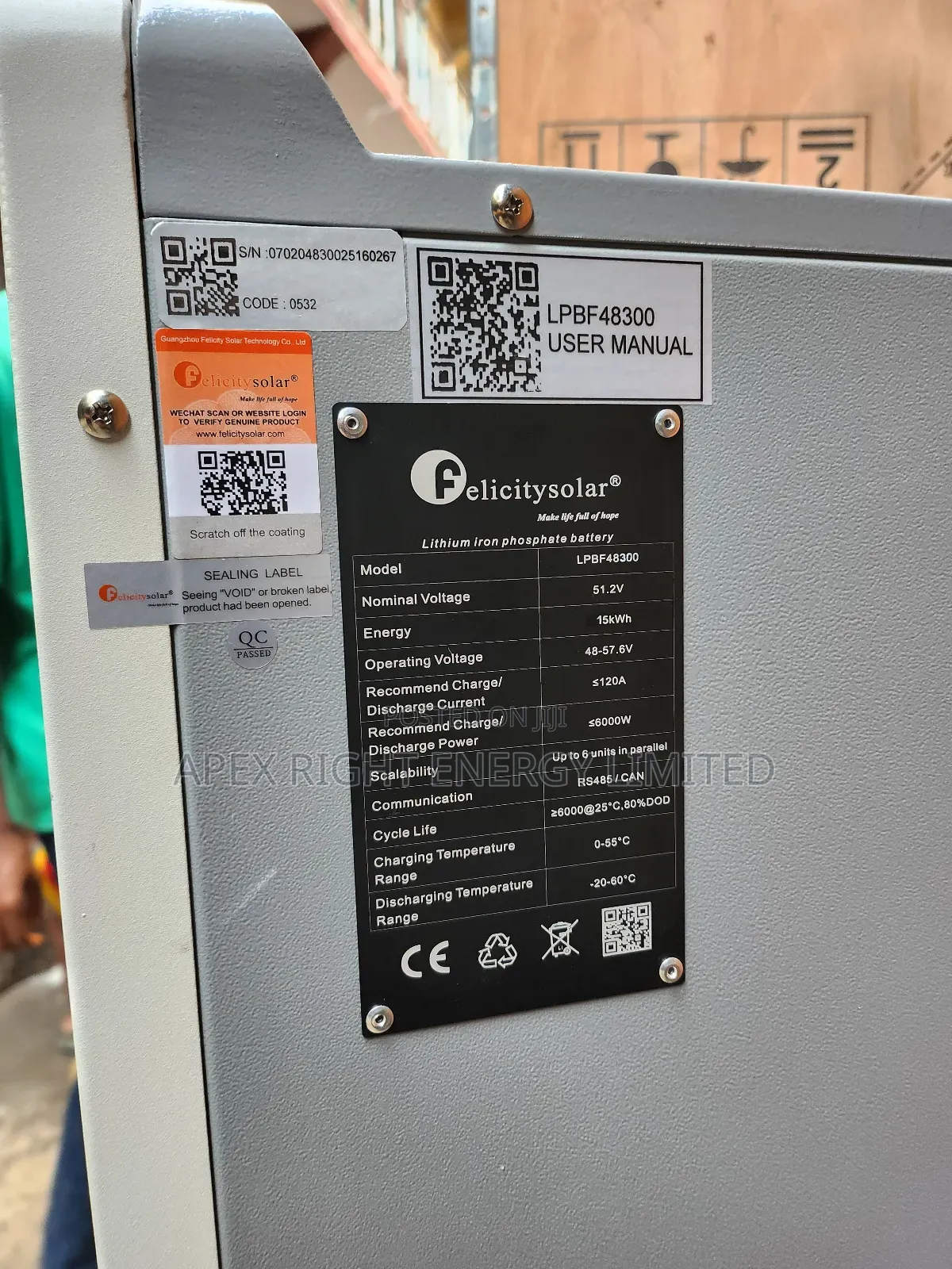 15kwh Felicity Lithium Ion Phosphate Battery 51.2v