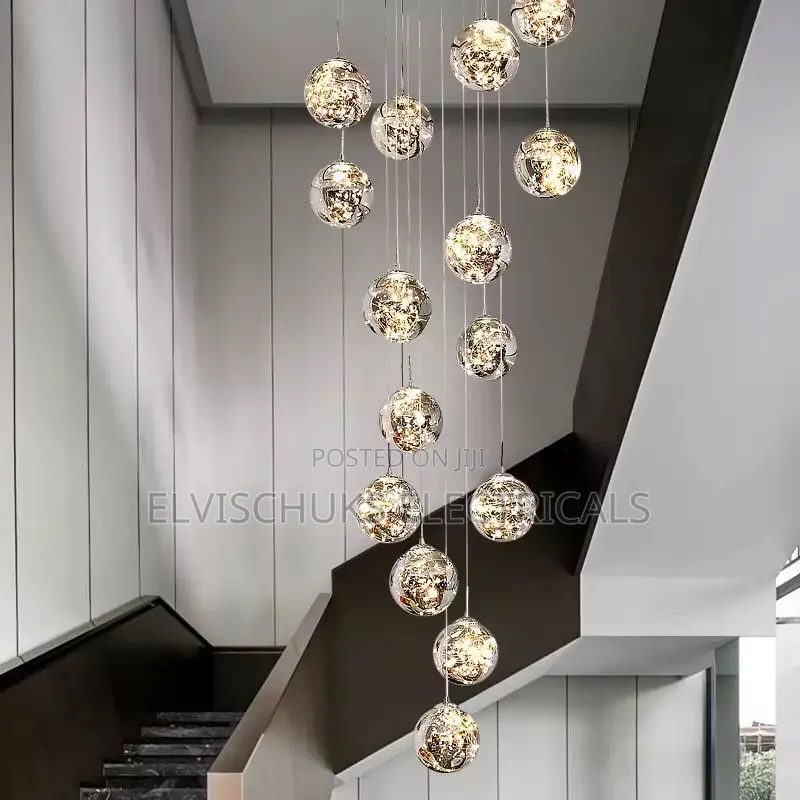 Luxury Crystal Staircase Drop Light – Elegant Modern Chandelier