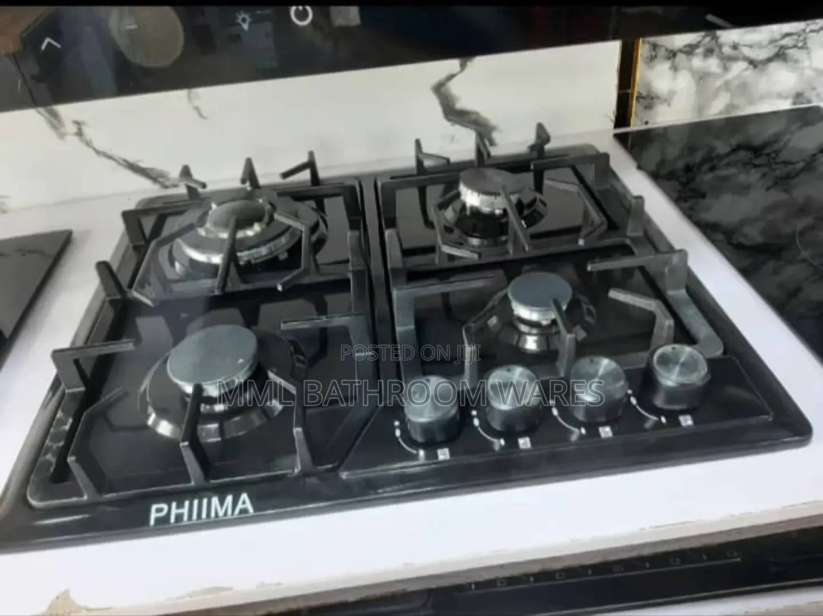 Black Built-in 4 Burner Stainless Gas Cooker