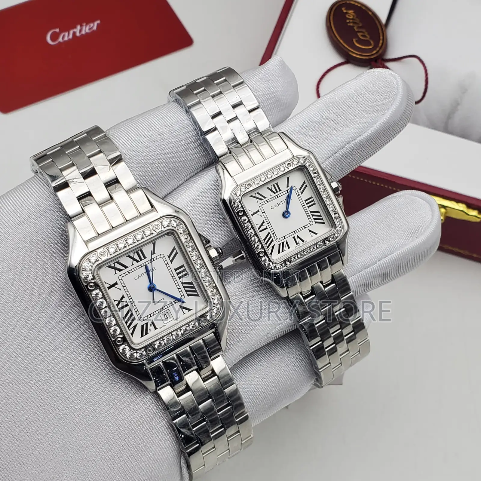 Cartier Quality Luxury Ladies Iced Face Automatic Engine Wristwatch