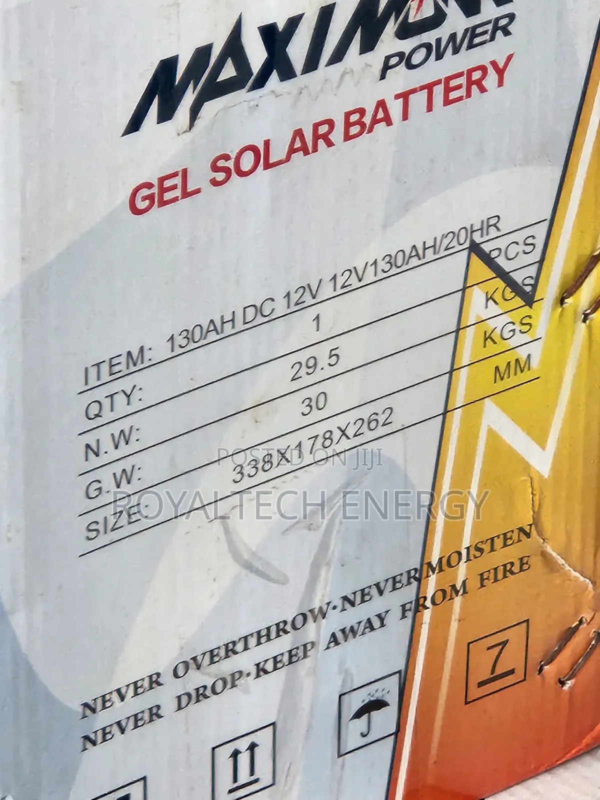 130ah 12v Maximum Power Gel Battery