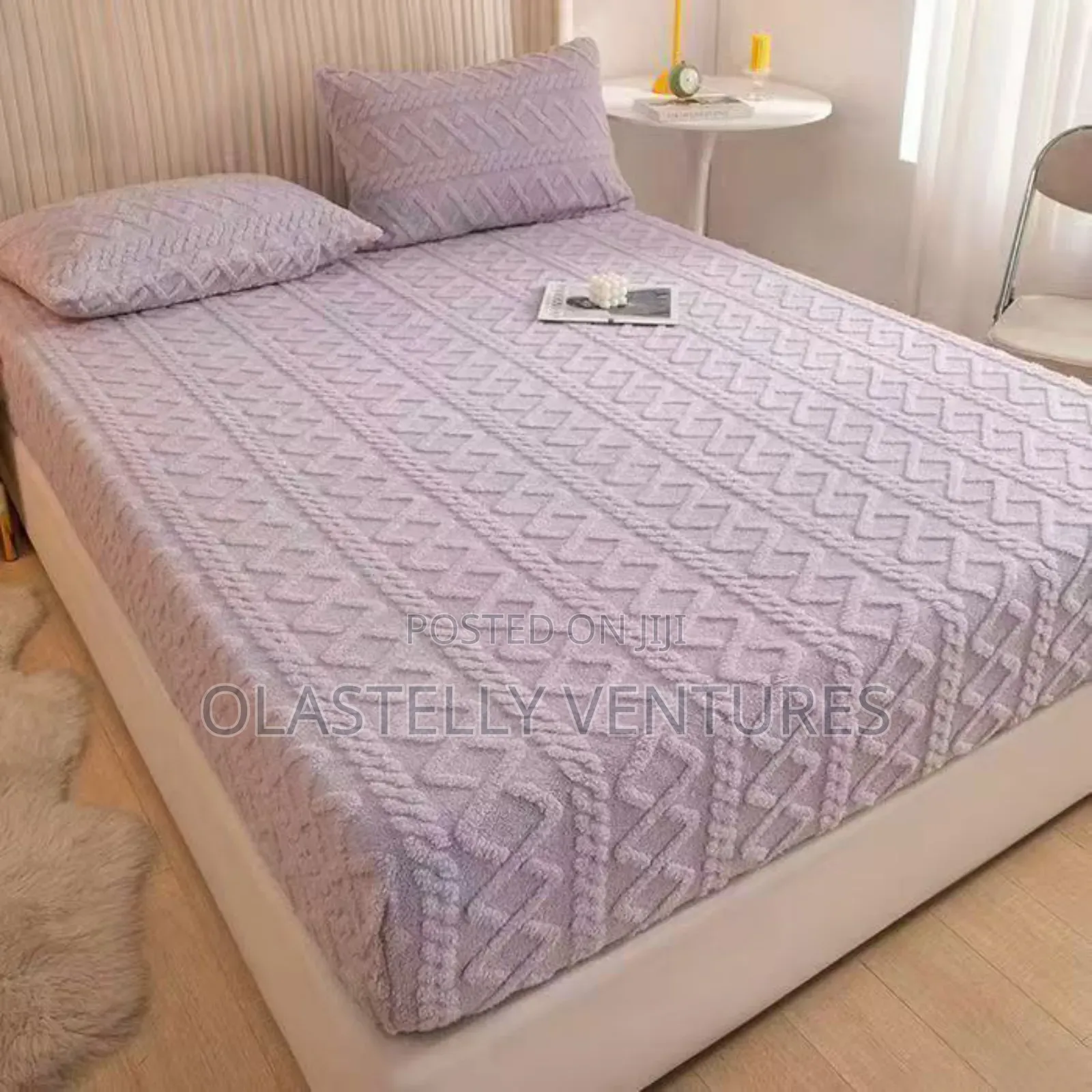 Velvet Fitted Sheet Winter Warm Elastic Mattress Cover Soft Ti