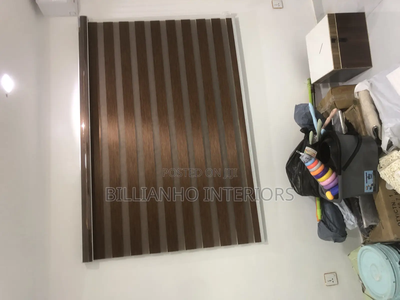 Stripe Patterned Brown Day Night Window Blinds
