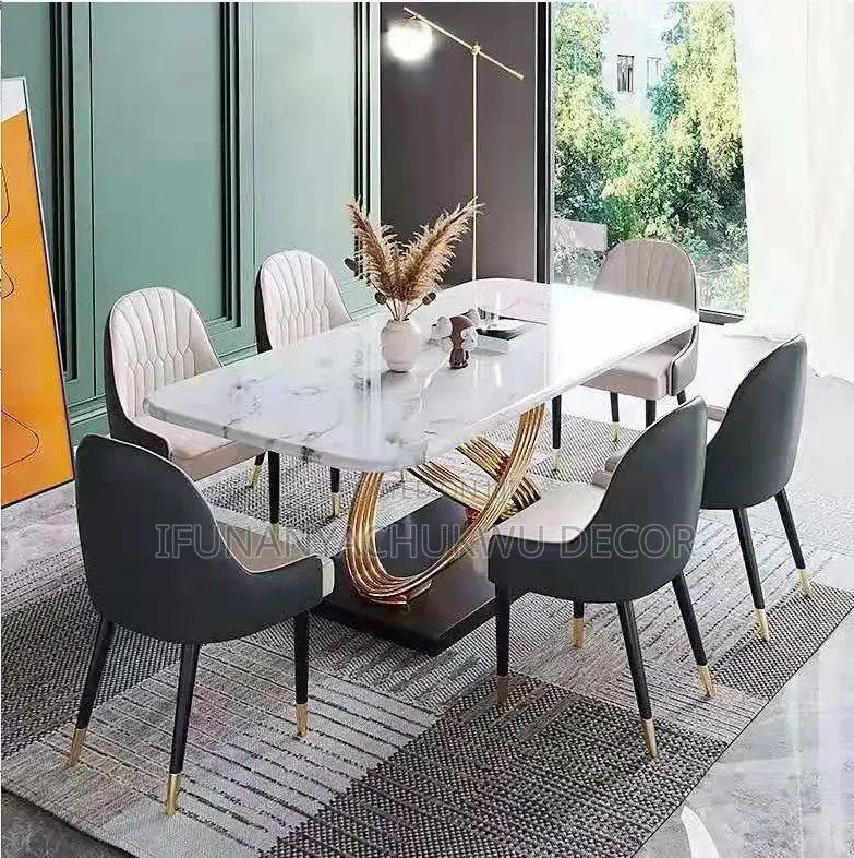 Dining Set/Marble Dining With Six Chairs