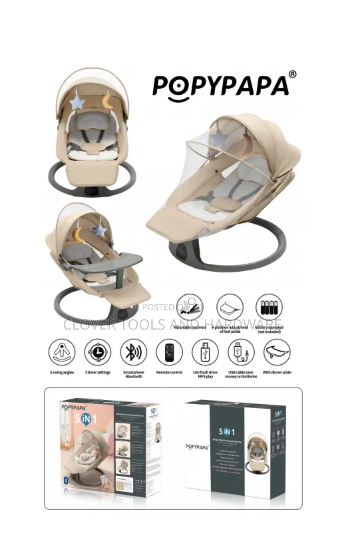 Deluxe Multi-Functional Bassinet 5*1 , Poppy Papa