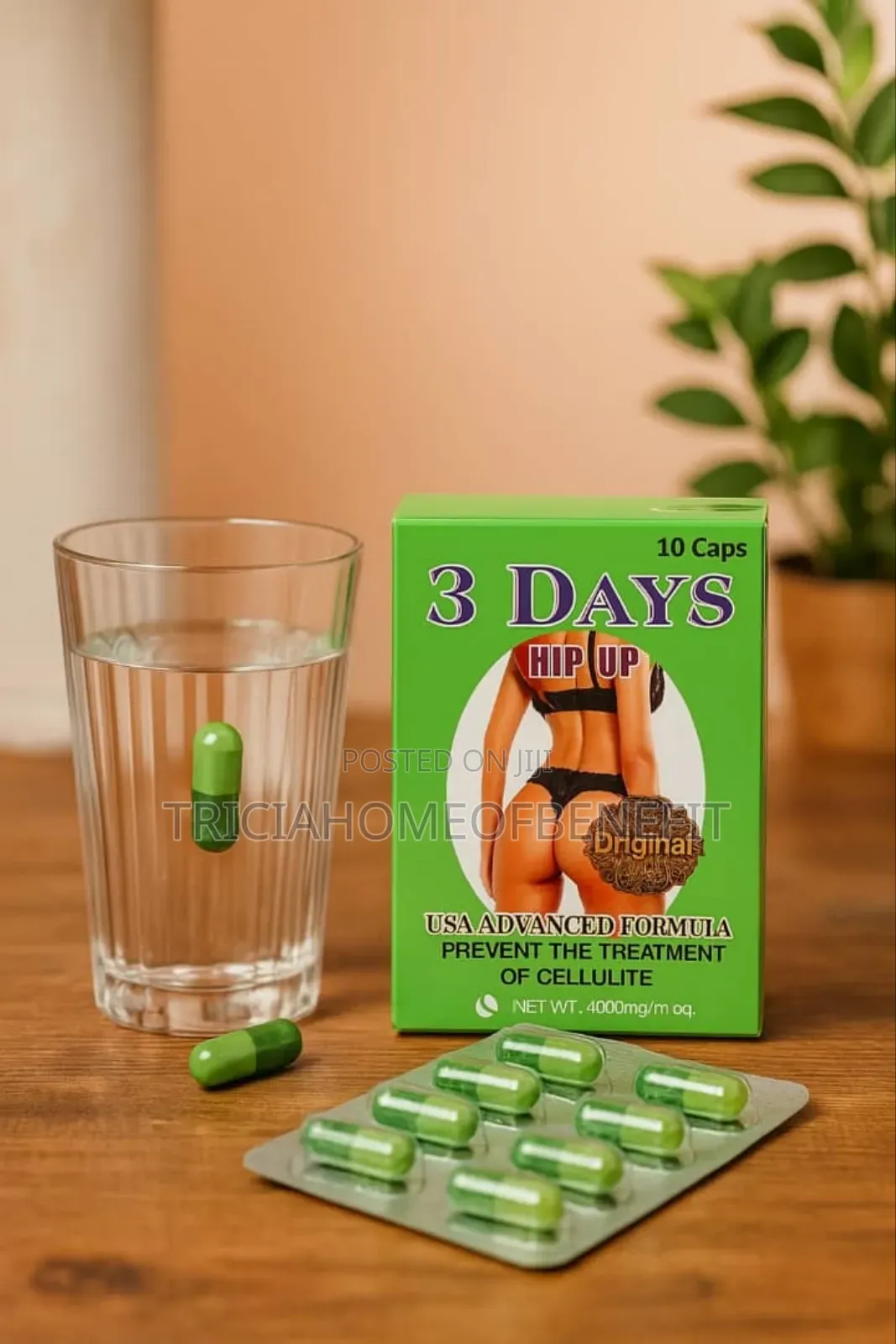🌿 3 Days Hip Up – Natural Hip & Butt Enhancement Capsules