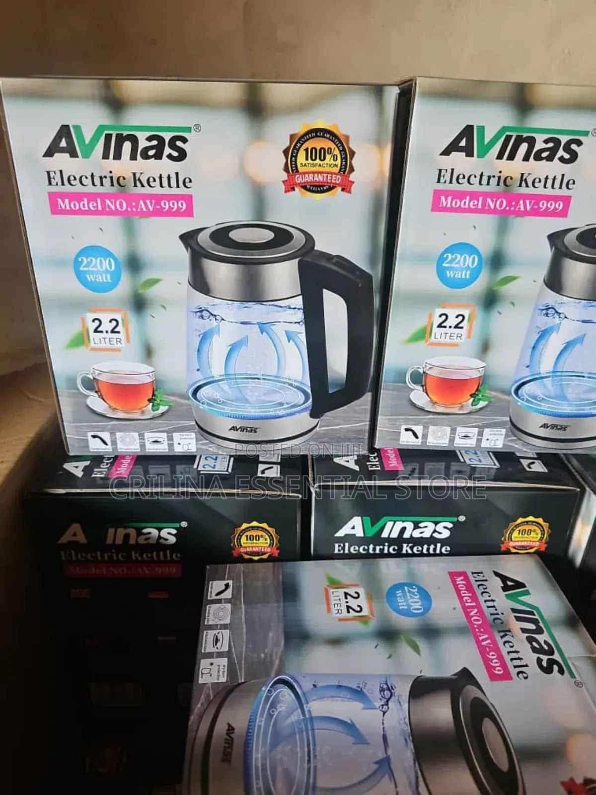 Avinas Powerful Electric Cordless 2.2l Kettle With Automatic Switchoff