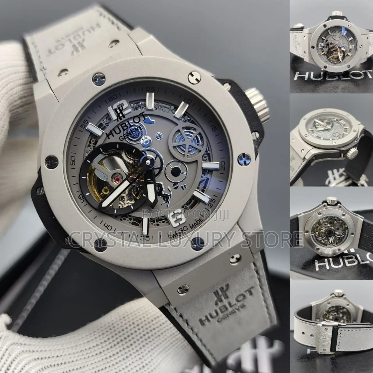Hublot Quality Luxury Men Automatic Engine Genuine Leather Wristwatch