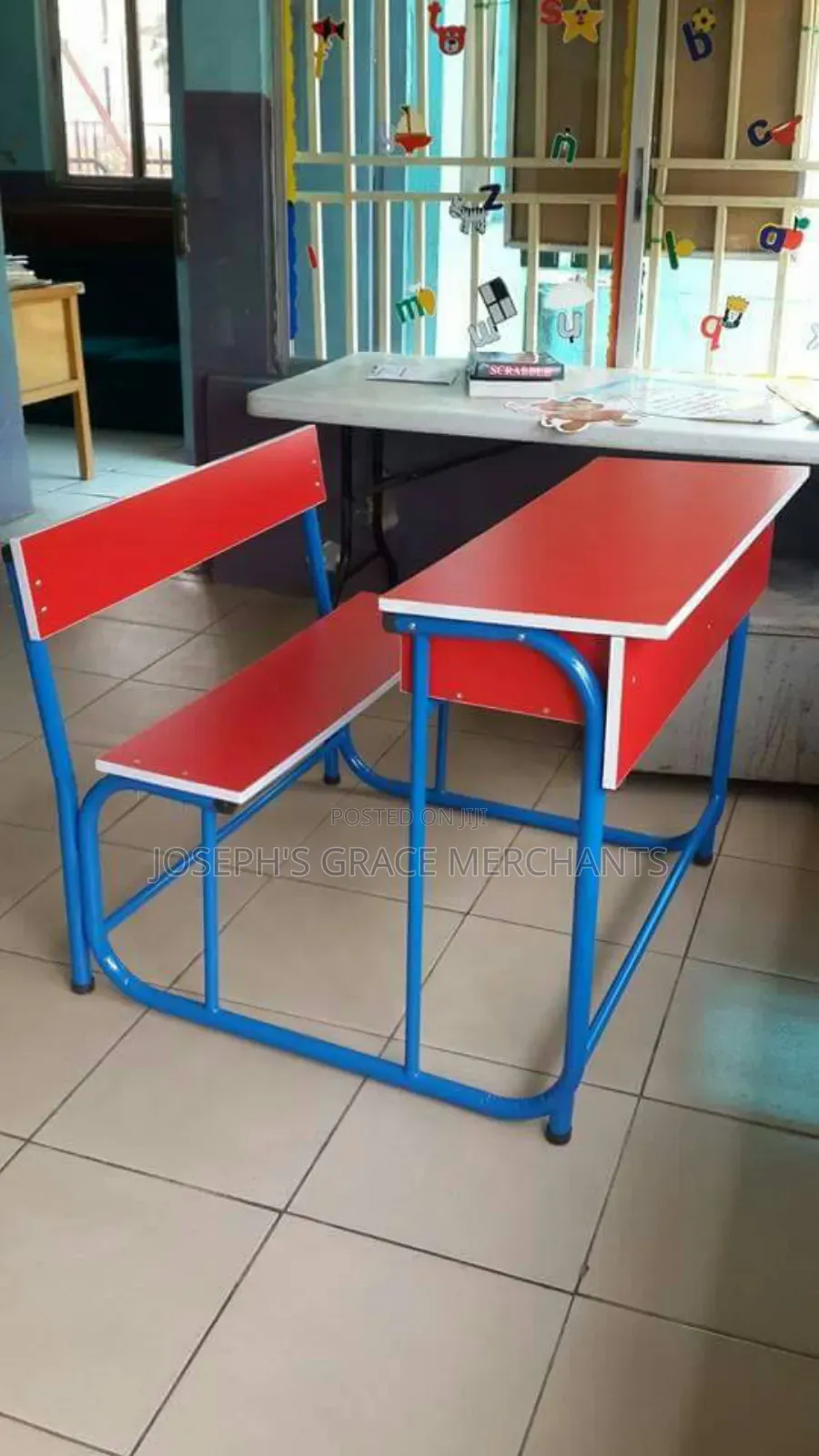 2 Seaters Students Desks and Chair. Fabricated in Nigeria HDF Plywood
