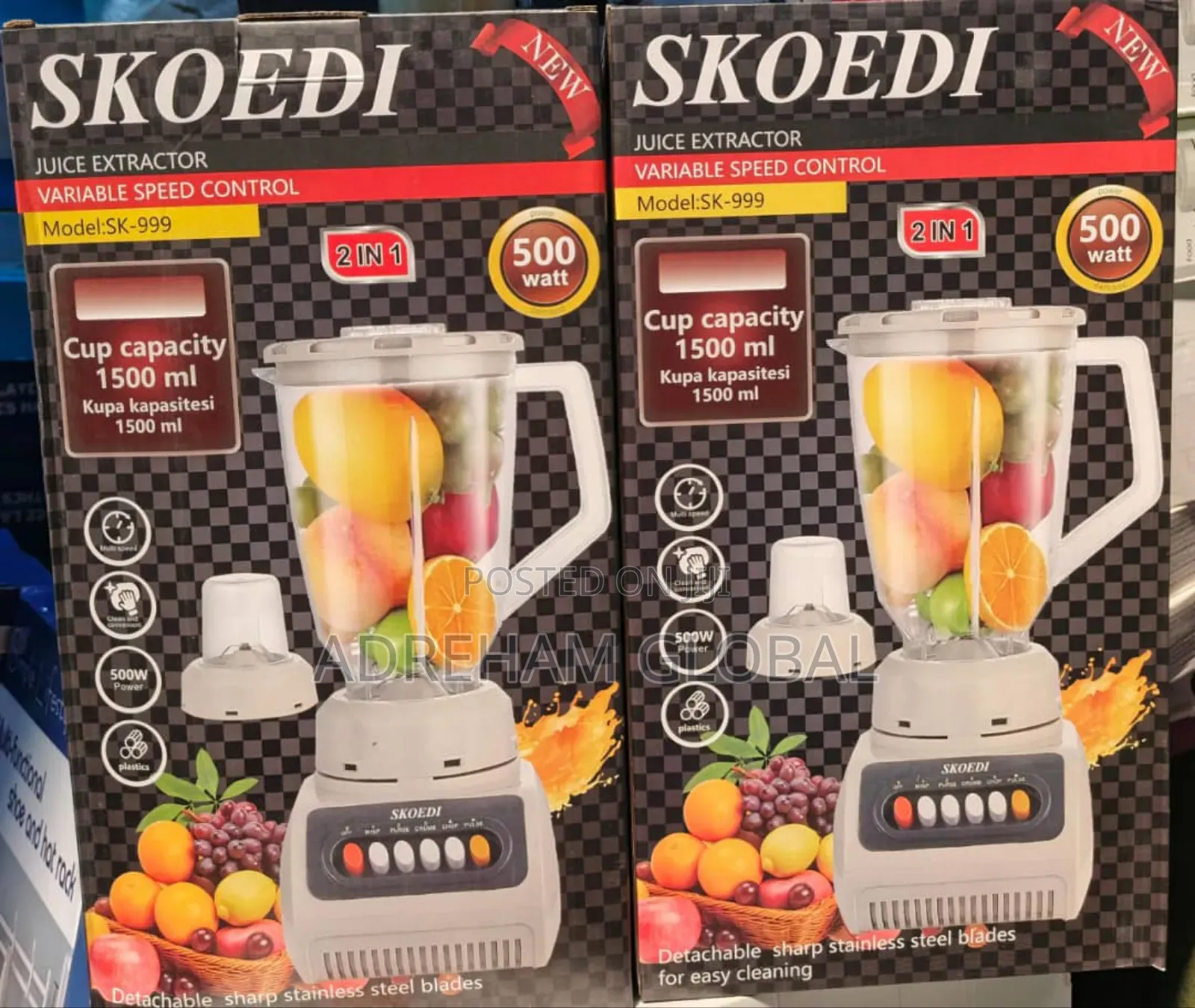 Skoebi 2 in 1 Blender, 500watts