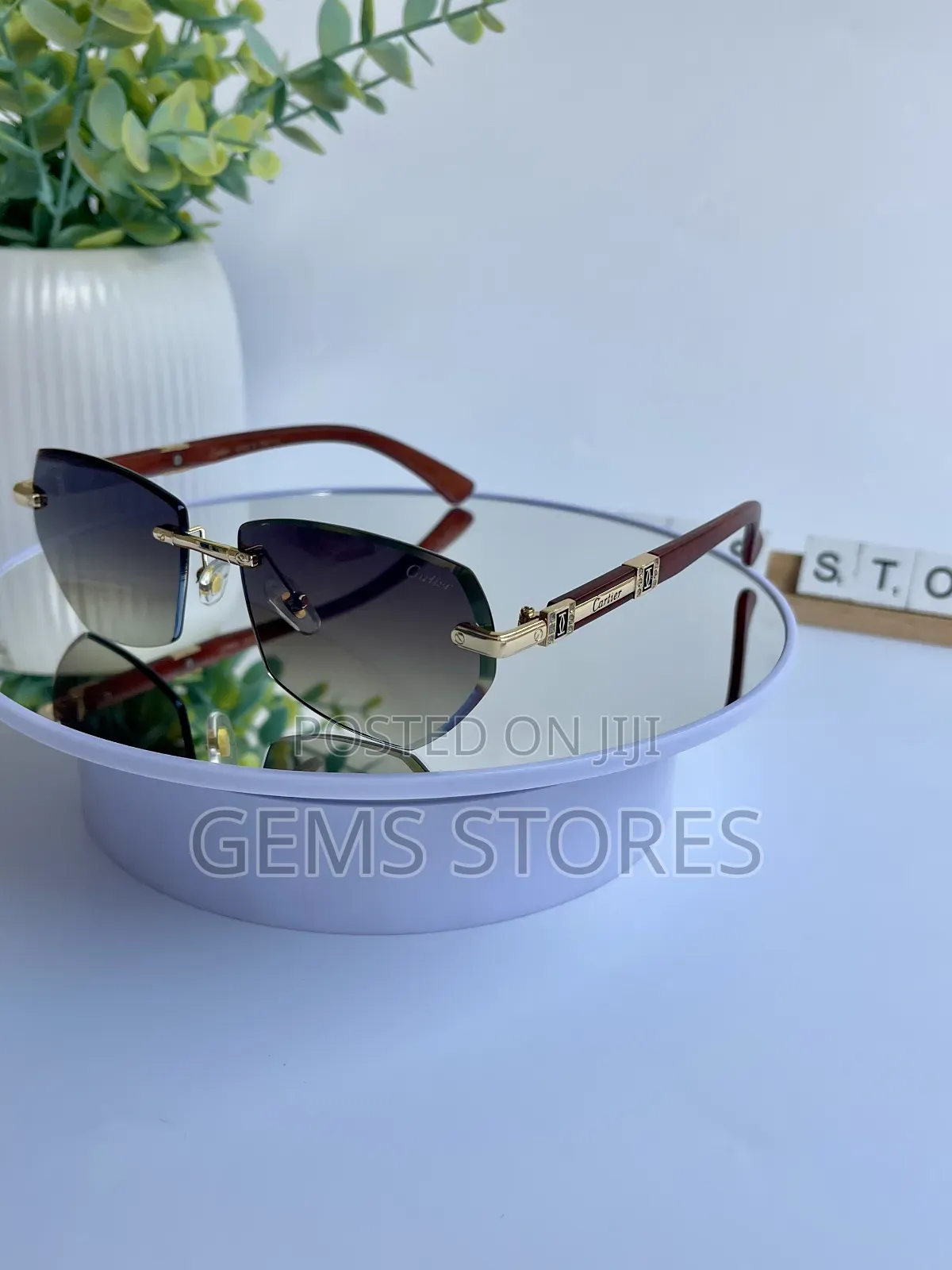 Cartier Style Rimless Sunglass - Brown