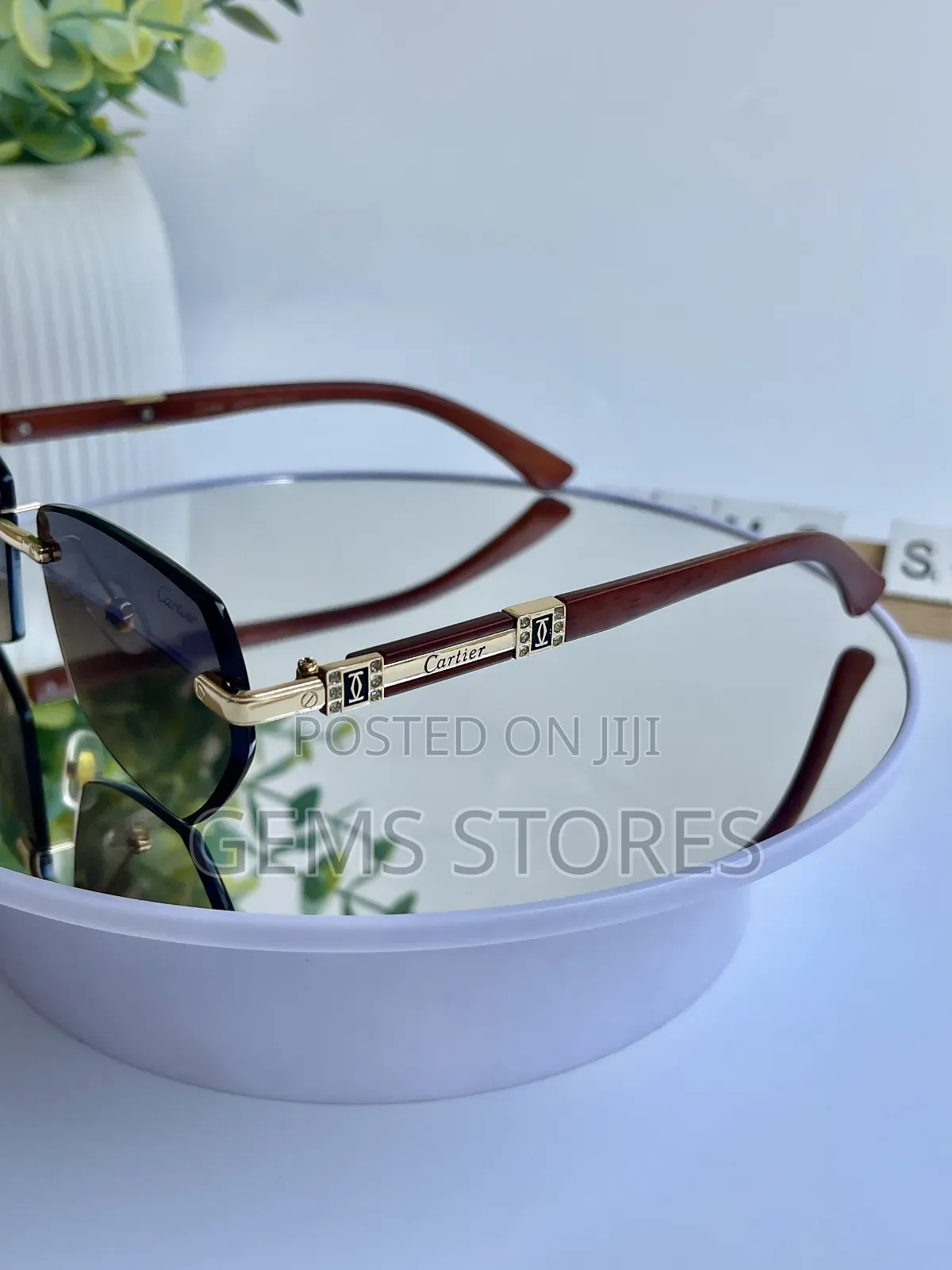 Cartier Style Rimless Sunglass - Brown