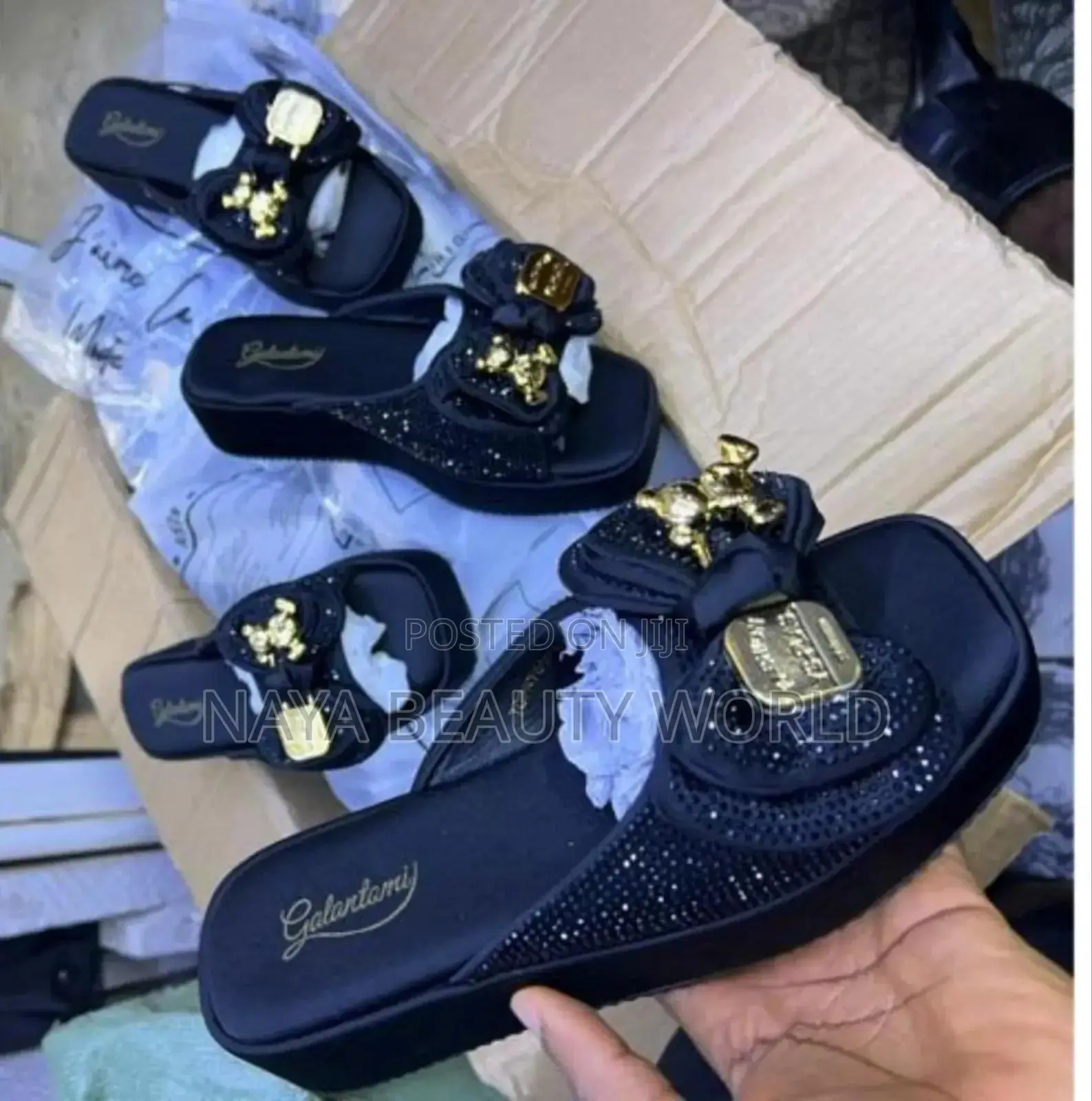 Rhinestone Platform Slippers