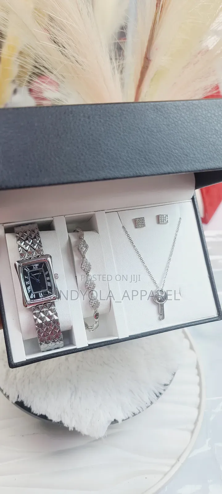 Cartier Female Wrist Watch and Necklace Combo.