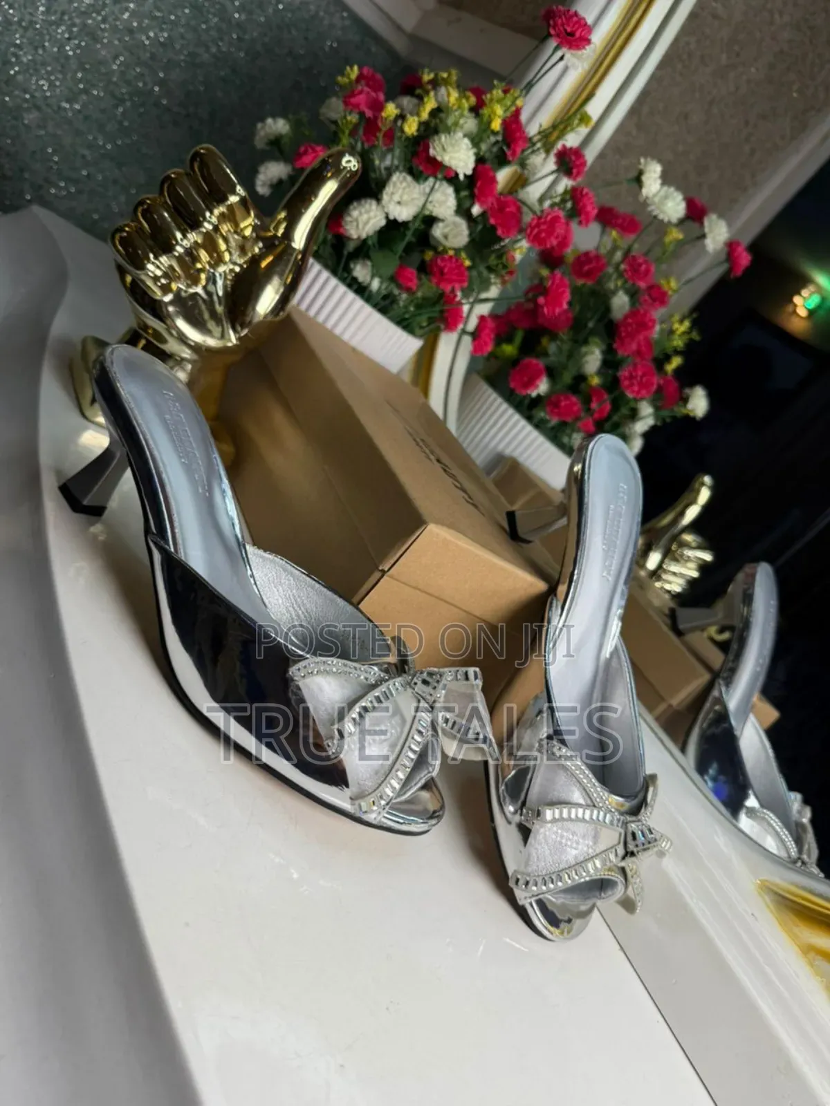 Glam Slippers Heels With Bow Decoration. Size 38-46. #Ogb