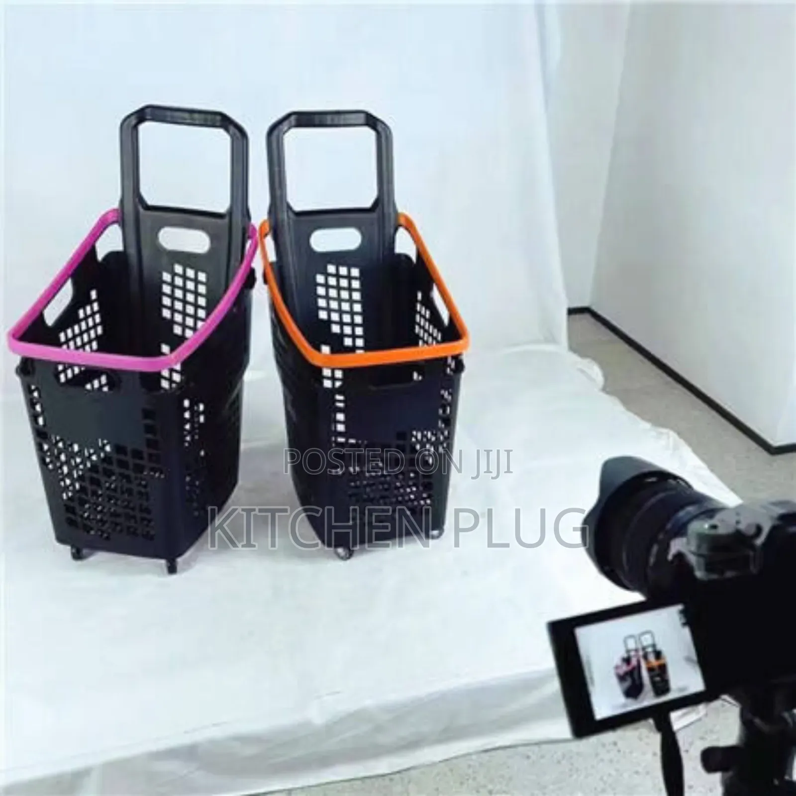 Plastic Shopping Basket With Wheels, 70 Litres of Space.