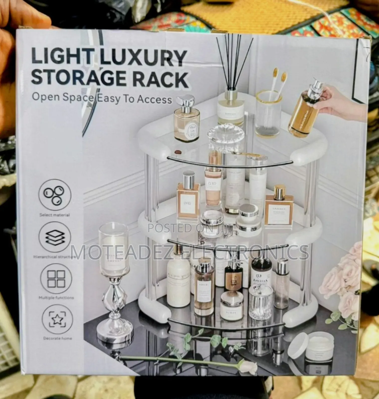 3 Tiers Light Luxury Corner Side Fashion Multipurpose Top Storage Rack