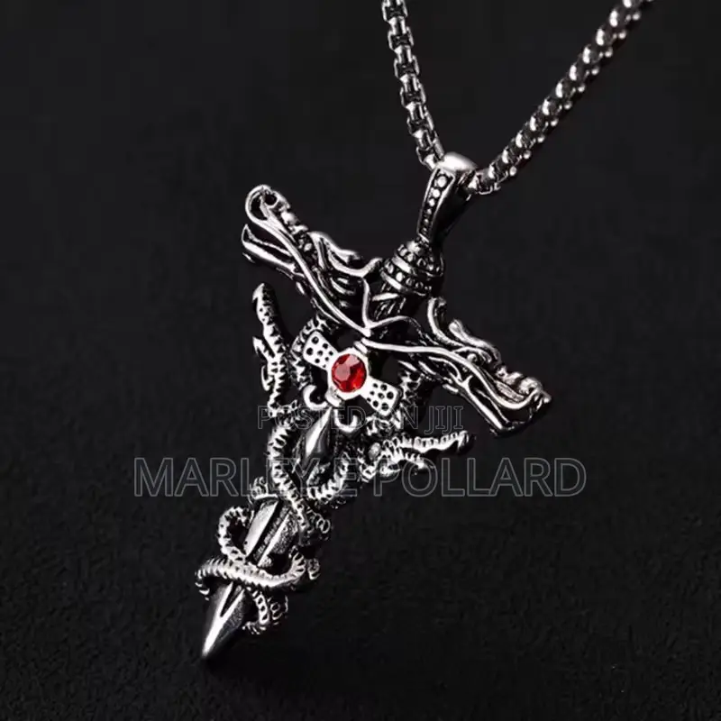 Sword Titanium Steel Necklace Pendant Retro Punk Cross Men's Jewelry