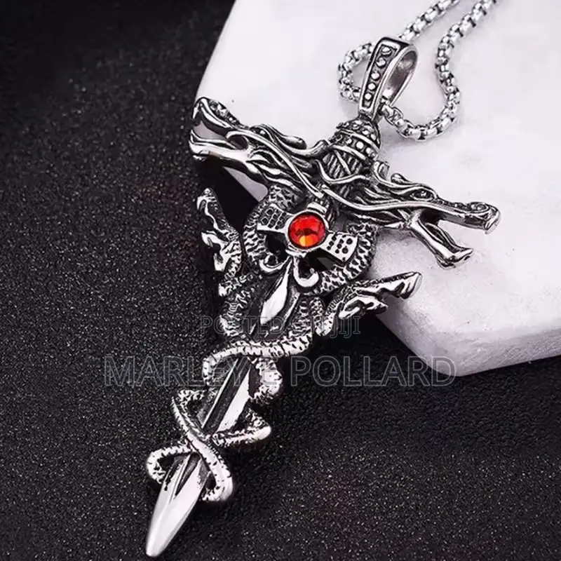 Sword Titanium Steel Necklace Pendant Retro Punk Cross Men's Jewelry