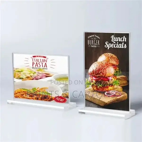 Printed Acrylic Table Sign for Restaurants