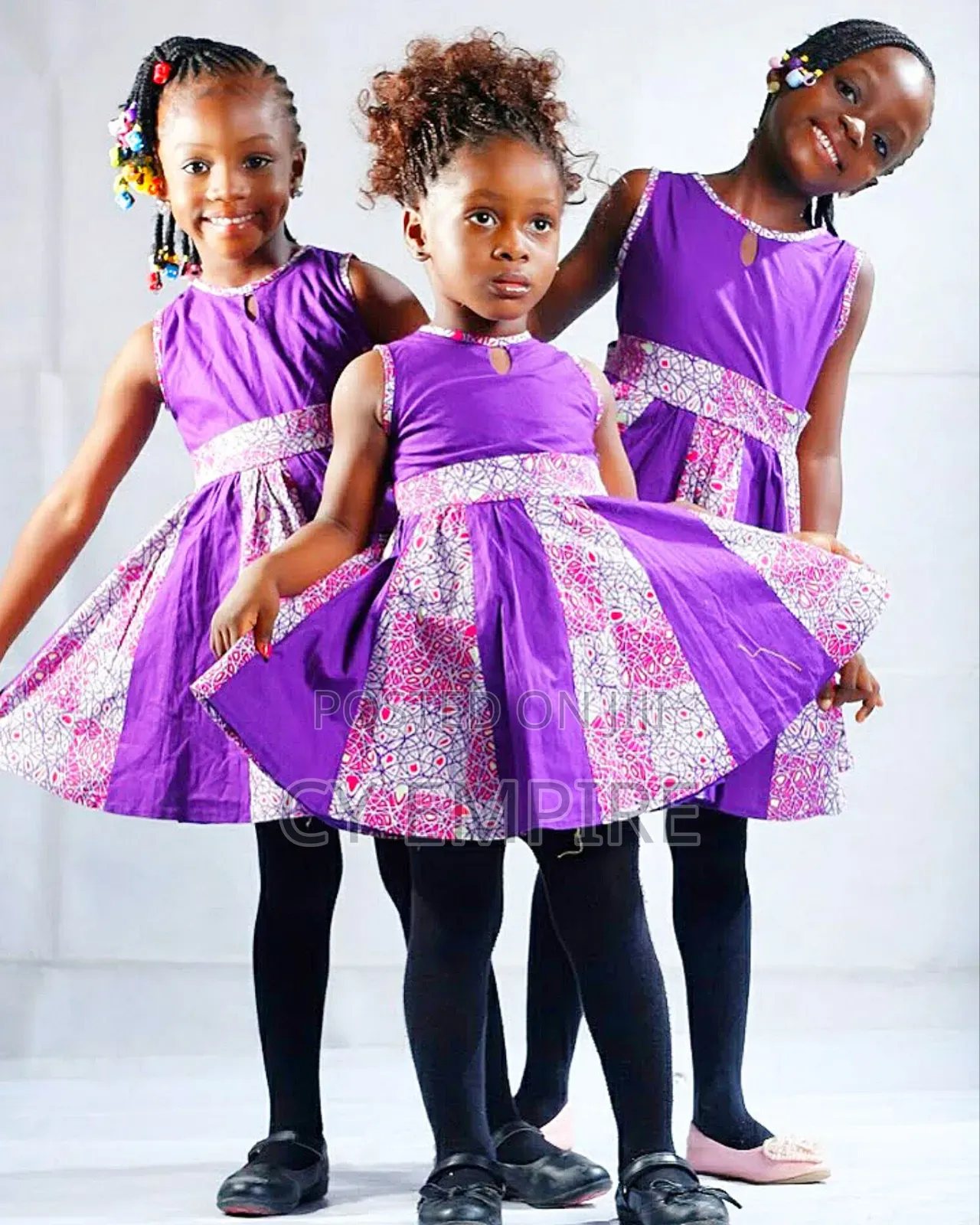 Girls Ankara Dress Purple