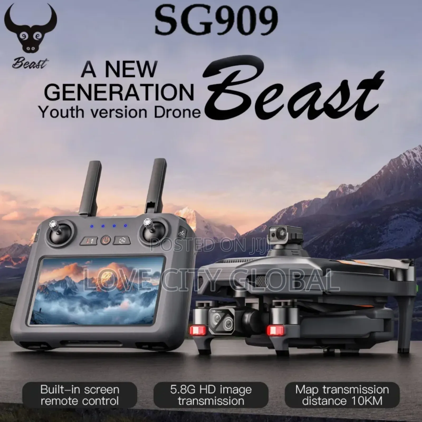 Sg909 6km Gps Drone 3-axis Gimbal Camera Screen Remote 2 Battery