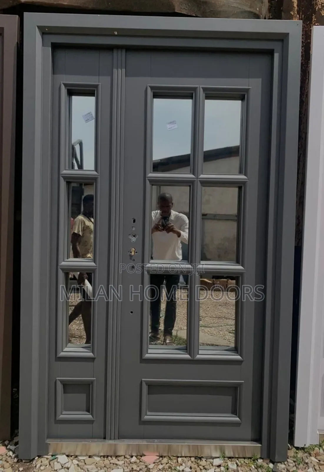 Gray 4ft French Glass Entrance Door