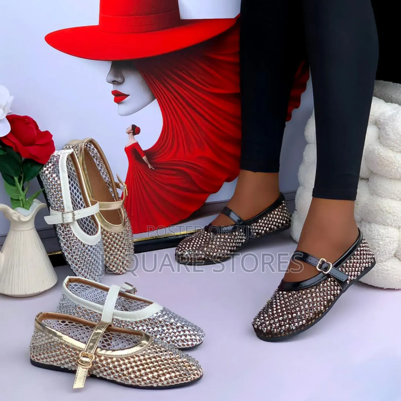 Women Stoned Flat Shoes, Available In 3 Unique Colours, Sizes 37 - 42