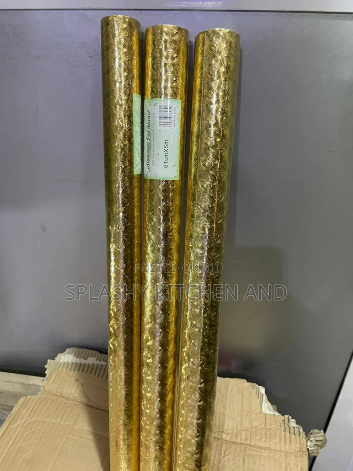 Gold Oil Proof Kitchen Wallpaper and Sticker - 60cm by 5m