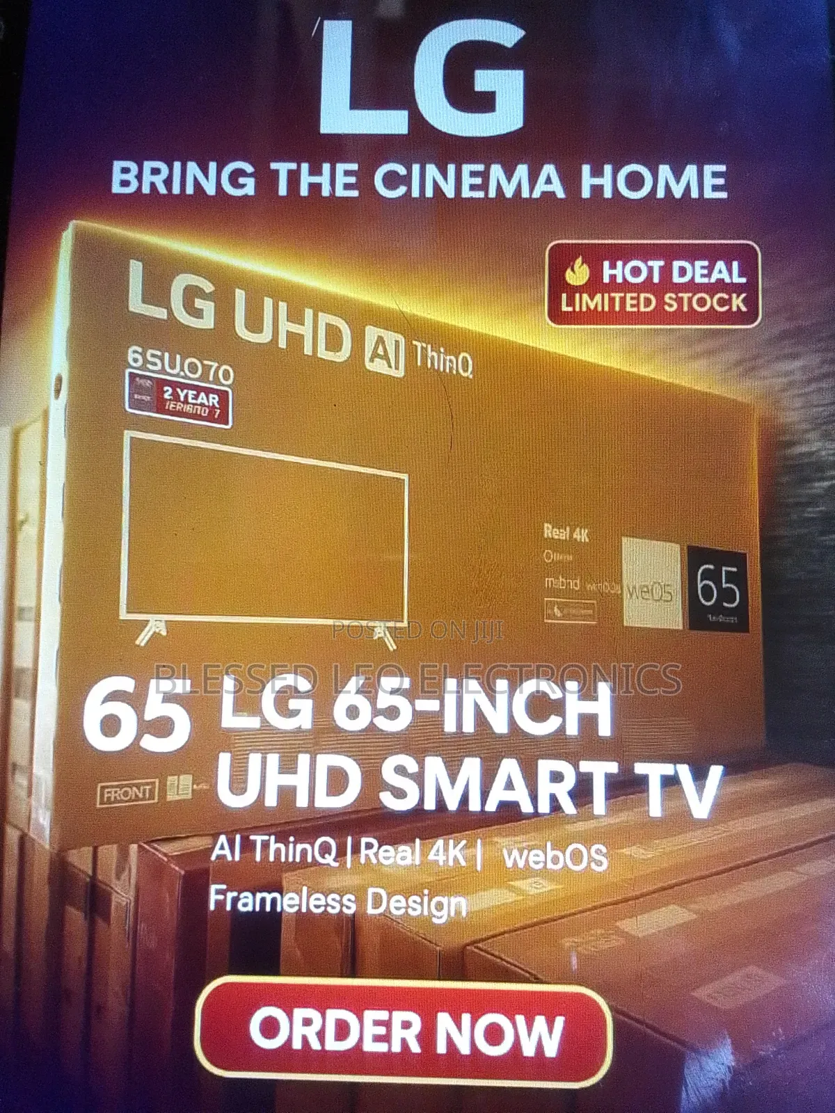 65 Inches Smart Tv With Building Showcasing Apps