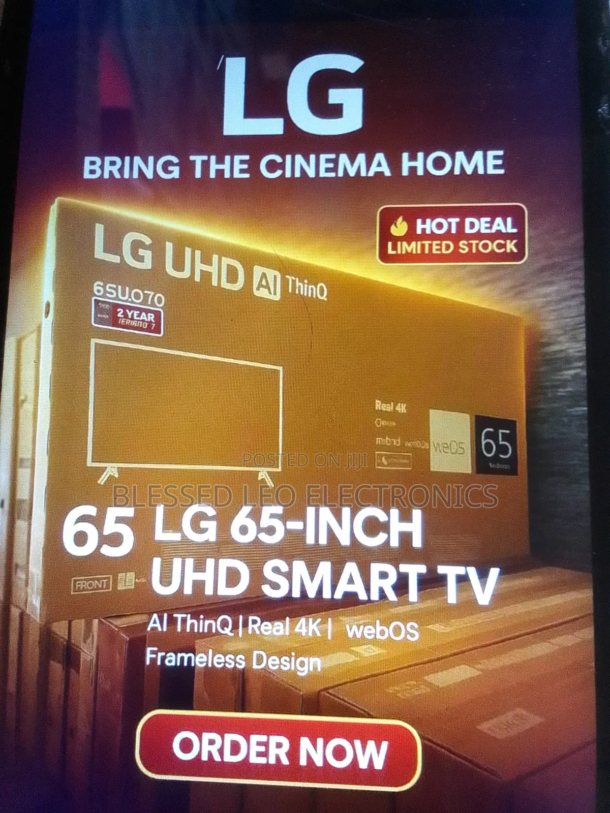 65 Inches Smart Tv With Building Showcasing Apps